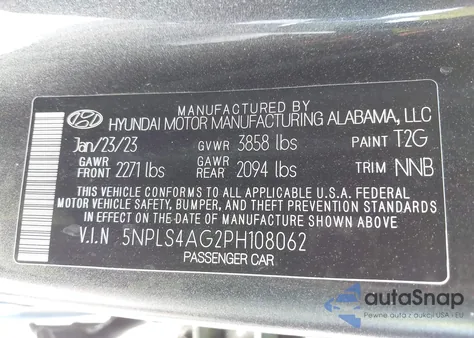 2023 Hyundai Elantra Sel из США, поврежденный, VIN 5NPLS4AG2PH108062